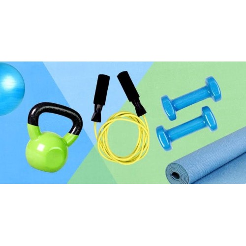 4 in 1 Yoga Mat Kettlebell 5kg Dumbell Skipping Rope...
